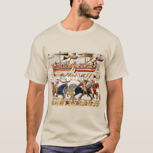 BAYEUX TAPESTRY NORMAN KNIGHTS, VIKING SHIPS, ARCH T-SHIRT (Voorkant)