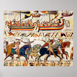 BAYEUX TAPESTRY,NORMANDISCHE RITTERS,BOOGSCHUTTERS POSTER