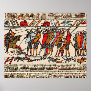 BAYEUX TAPESTRY,SLAG BIJ HASTINGS,NORMANDISCHE RIT POSTER