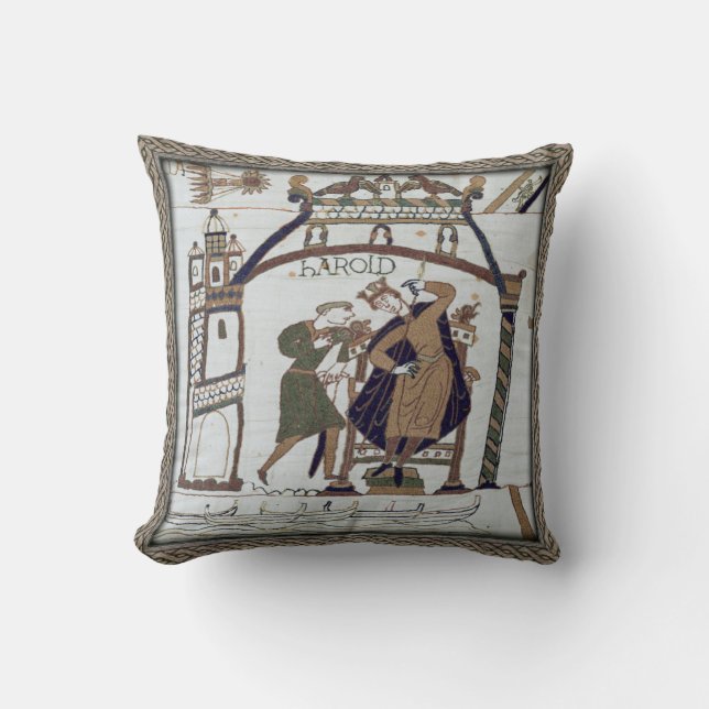 Bayeux Tapijt Harold Godwinson Worpkussen Kussen (Voorkant)