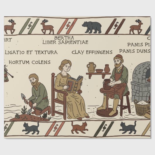 Bayeux tapijt parodie cadeaupapier (Vlak)