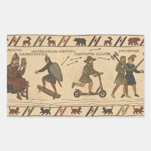 Bayeux Tapijt Parodie Rechthoekige Sticker