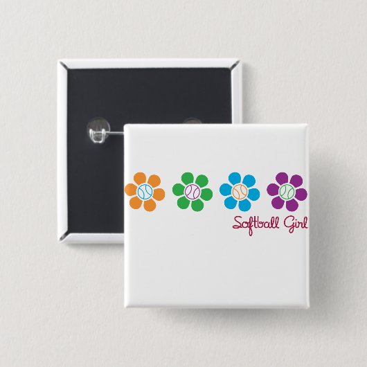 Bayflower Softball Vierkante Button 5,1 Cm (Voorkant /achterkant)