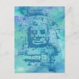 Bayon Face Blue Briefkaart