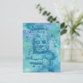 Bayon Face Blue Briefkaart (Staand voorkant)