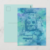 Bayon Face Blue Briefkaart (Voorkant / Achterkant)