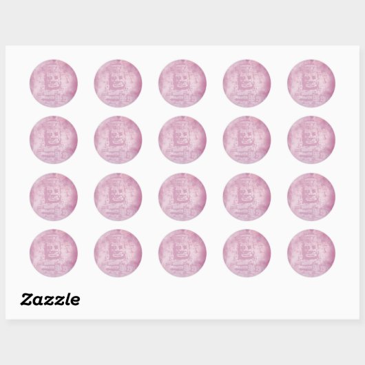 Bayon Face Pink Ronde Sticker (Vel)