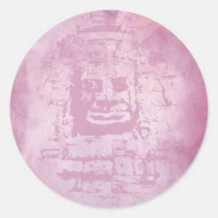Bayon Face Pink Ronde Sticker