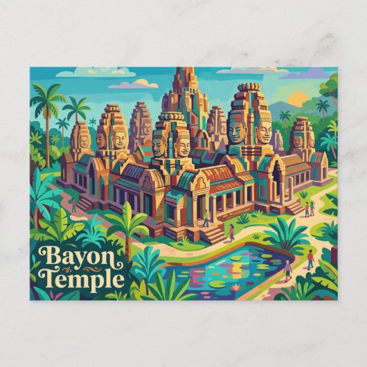 Bayon Tempel Cambodja Briefkaart (Voorkant)