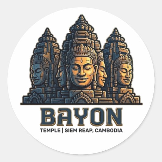 BAYON TEMPEL RONDE STICKER (Voorkant)