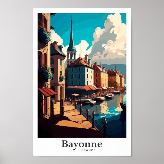Bayonne France Reizen  illustratie Poster (Voorkant)