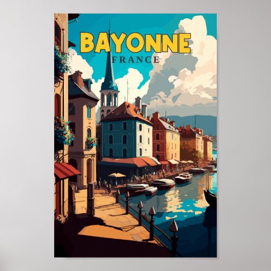 Bayonne France Travel Art Vintage Poster (Voorkant)