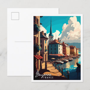 Bayonne Frankrijk vintage reisillustratie Briefkaart