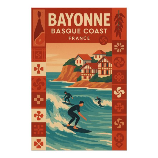 Bayonne — Franse Baskische Kust Perfect Poster (Voorkant)