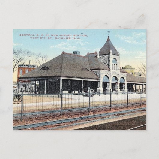 Bayonne, New Jersey, treinstation, Vintage Briefkaart (Voorkant)