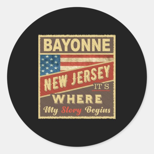 Bayonne Nj Its Where My Story Begins  Ronde Sticker (Voorkant)