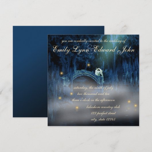 Bayou Bliss Brunette 2 Wedding Invitation Kaart (Voorkant / Achterkant)