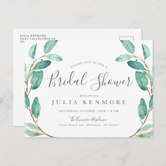 Bayou Botanical | Uitnodiging Bruidsfeest (Voorkant / Achterkant)