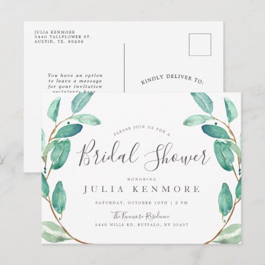 Bayou Botanical | Uitnodiging Bruidsmeisjesfeest (Voorkant / Achterkant)