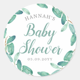 Bayou Botanicals Greenery Baby shower Ronde Sticker