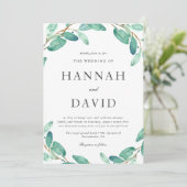 Bayou Botanicals | Greenery on White Wedding Kaart (Staand voorkant)