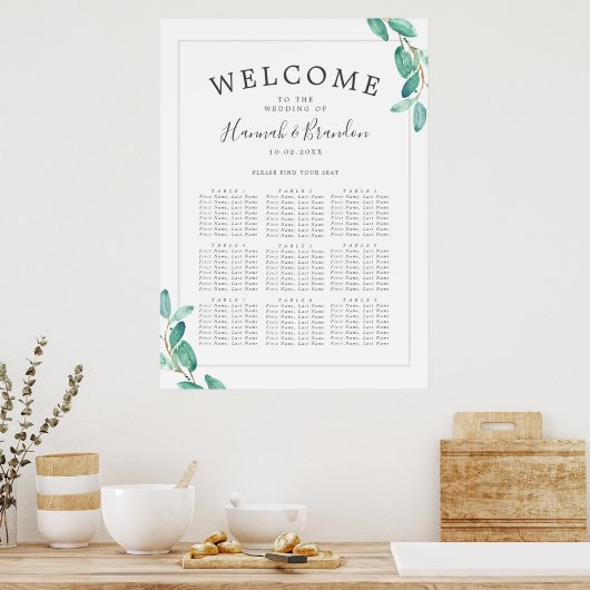 Bayou Botanicals Wedding | 9 Tabel | Zitschaart Poster (Keuken)