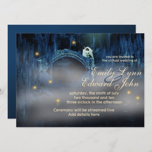 Bayou Bridge Virtual Wedding Invitation Kaart (Voorkant / Achterkant)