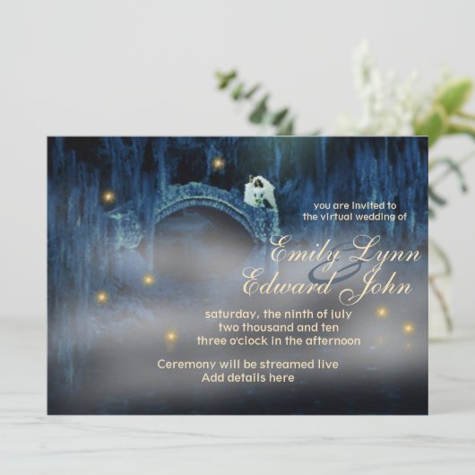 Bayou Bridge Virtual Wedding Invitation Kaart (Staand voorkant)