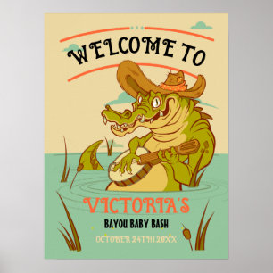 Bayou Cajun Alligator Baby shower Welkomstbord Poster
