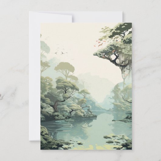 Bayou Cypress waterkleur Bruiloft Kaart (Achterkant)