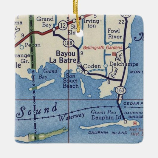 Bayou La Batre  Map Keramisch Ornament (Voorkant)