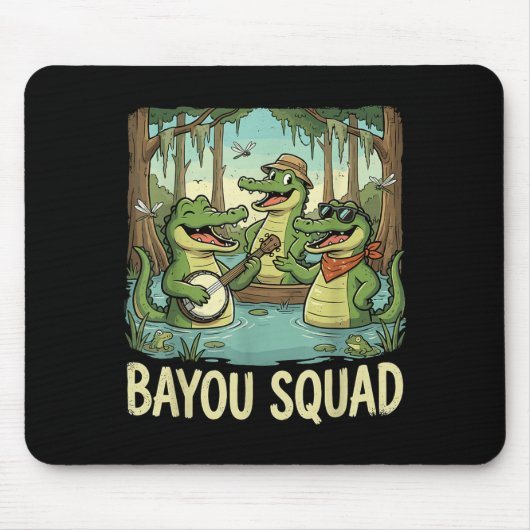 Bayou Squad Louisiana Alligator Retro Wildlife Tra Muismat (Voorkant)