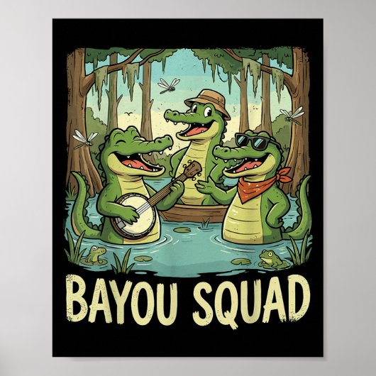 Bayou Squad Louisiana Alligator Retro Wildlife Tra Poster (Voorkant)