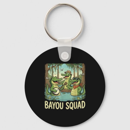 Bayou Squad Louisiana Alligator Retro Wildlife Tra Sleutelhanger (Voorkant)