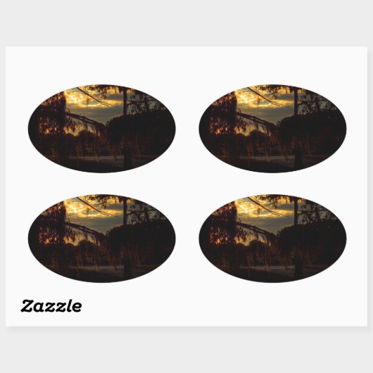 Bayou Sunset Reflection Ovale Sticker (Vel)