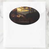 Bayou Sunset Reflection Ovale Sticker (Tas)