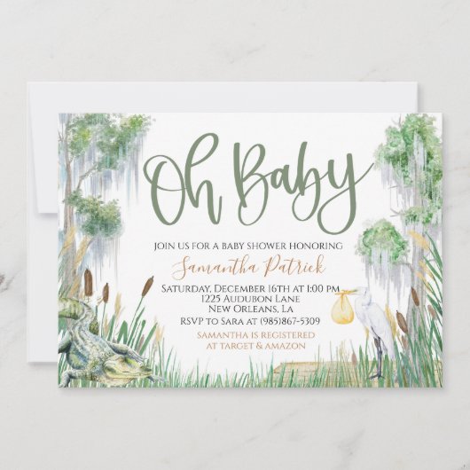 Bayou Swamp Baby shower Invitation Kaart (Voorkant)