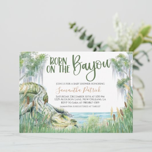 Bayou Swamp Baby shower Invitation Kaart (Staand voorkant)