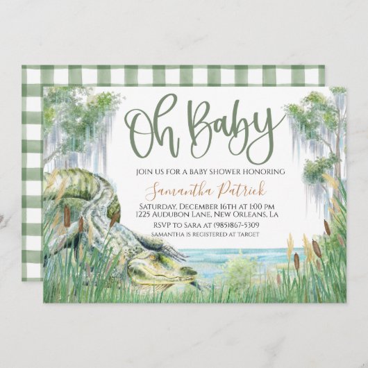 Bayou Swamp Baby shower Invitation Kaart (Voorkant / Achterkant)
