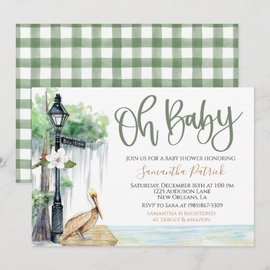 Bayou Swamp Baby shower Invitation Kaart (Voorkant / Achterkant)