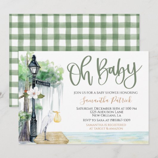 Bayou Swamp Baby shower Invitation Kaart (Voorkant / Achterkant)