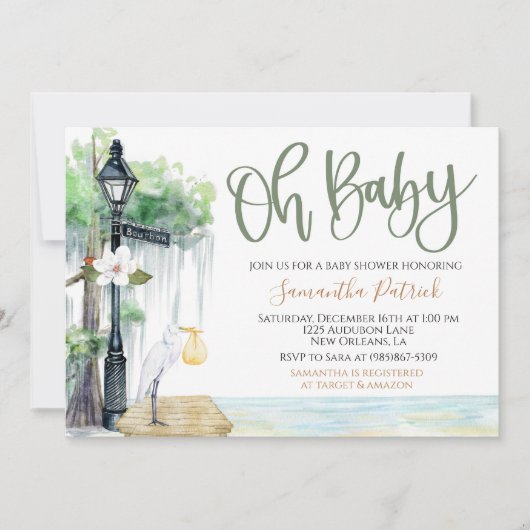 Bayou Swamp Baby shower Invitation Kaart (Voorkant)