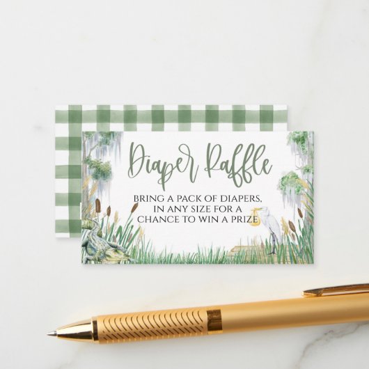 Bayou Swamp Baby shower Luier Raffle Kaart (Voorkant / Achterkant in situ)