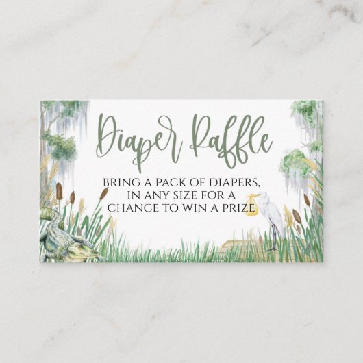 Bayou Swamp Baby shower Luier Raffle Kaart (Voorkant)