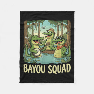 Bayou-team Louisiana-alligator Retro-wildlife Tra Fleece Deken