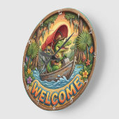 Bayou Welcome Airboat Gator Grote Klok (Hoek)