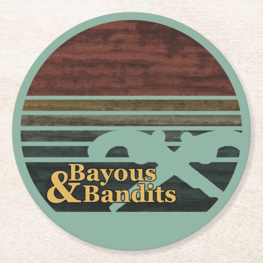 Bayous & Bandits Retro Sunset Ronde Kartonnen Onderzetter (Voorkant)