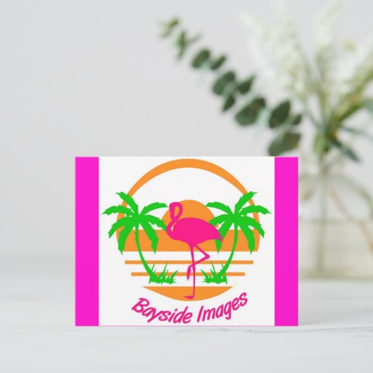 BAYSIDE AFBEELDINGEN PINK FLAMINGO POST CARD BRIEFKAART (Staand voorkant)