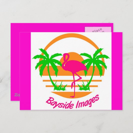 BAYSIDE AFBEELDINGEN PINK FLAMINGO POST CARD BRIEFKAART (Voorkant / Achterkant)