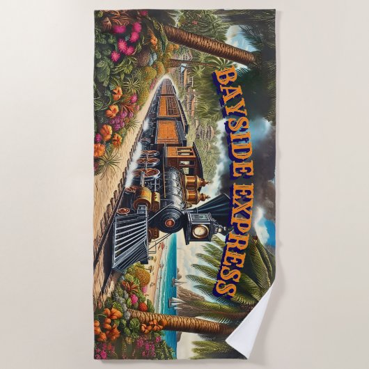 Bayside Express stoomtrein op het strand Strandlaken (Voorkant)